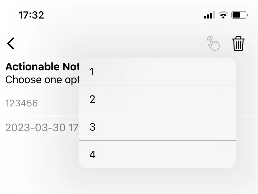 Simplepush Action Selection in Detail View