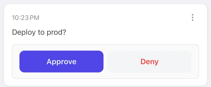 A task with Approve and Deny action buttons